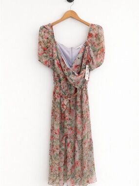 Julia Jordan Floral Surplice Waist Tie Midi Dress Size 6 NWT